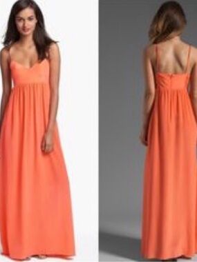 Amanda Uprichard Coral Silk Maxi Dress
